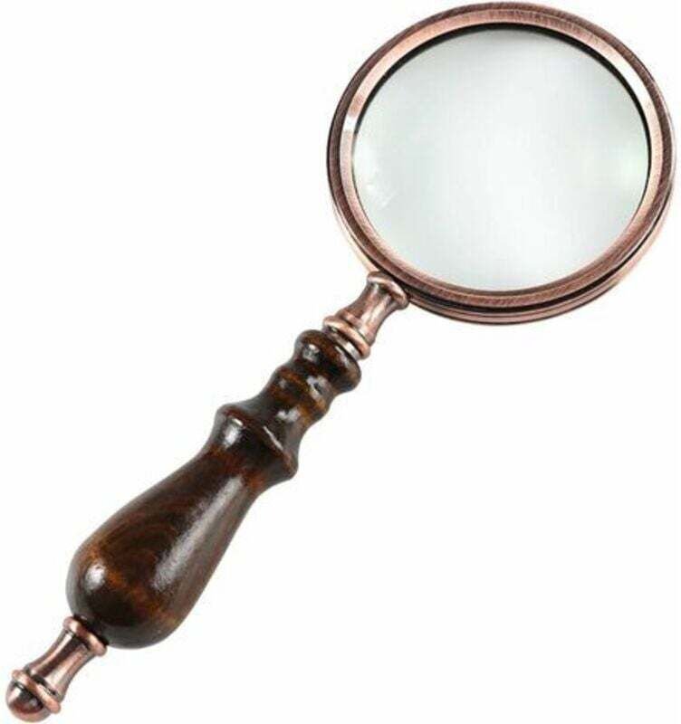 10-fache Vergrößerungsglas in Antik-Kupferoptik – Holzgriff + Echtglas – Ideal zum Lesen für Senioren/Makuladegeneration...