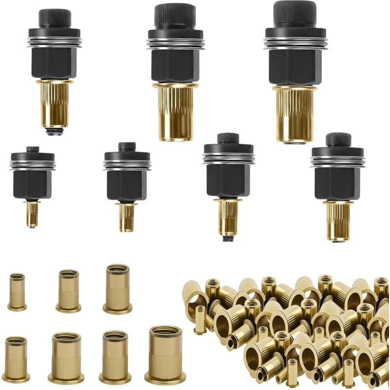 217 Stücke Nietmutternzange Set, für M3 M4 M5 M6 M8 M10 M12 Nietenzange Nietmuttern, Nietzangen Set, Nieten Set Nietmutt...