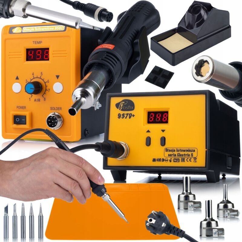 Rosfix 2-in-1 Lötstation Set – Lötstation ROSFIX 937D+ & HOT AIR 858D+ mit ESD-Safe Silikonmatte 200-480°C & 100-500°C E...