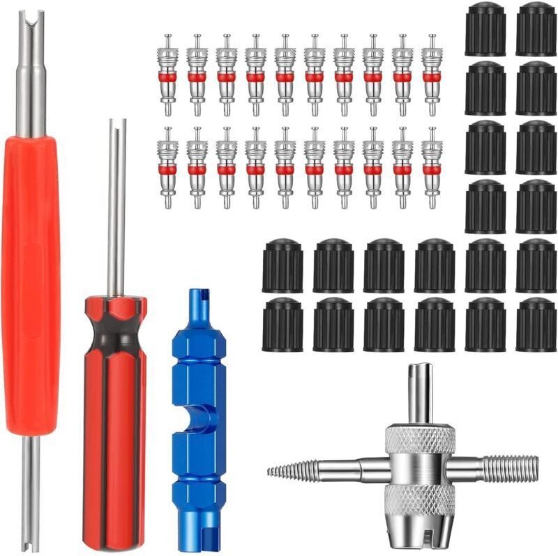 44-teiliges Ventileinsatz-Entferner-Set, Reparaturwerkzeug für Autoreifenventile an Pkw, Lkw, Fahrrädern, Motorrädern un...