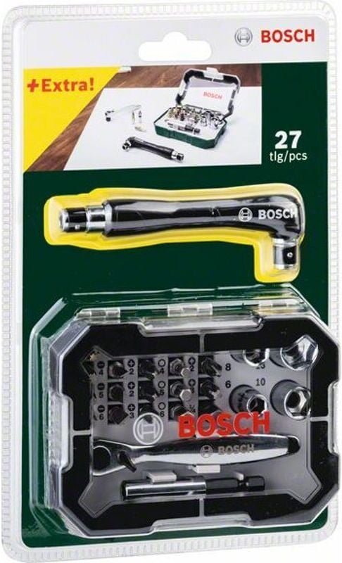 Bosch Promoline 26+1 teilig Schraubendreher-Bit-Set mit Ratsche