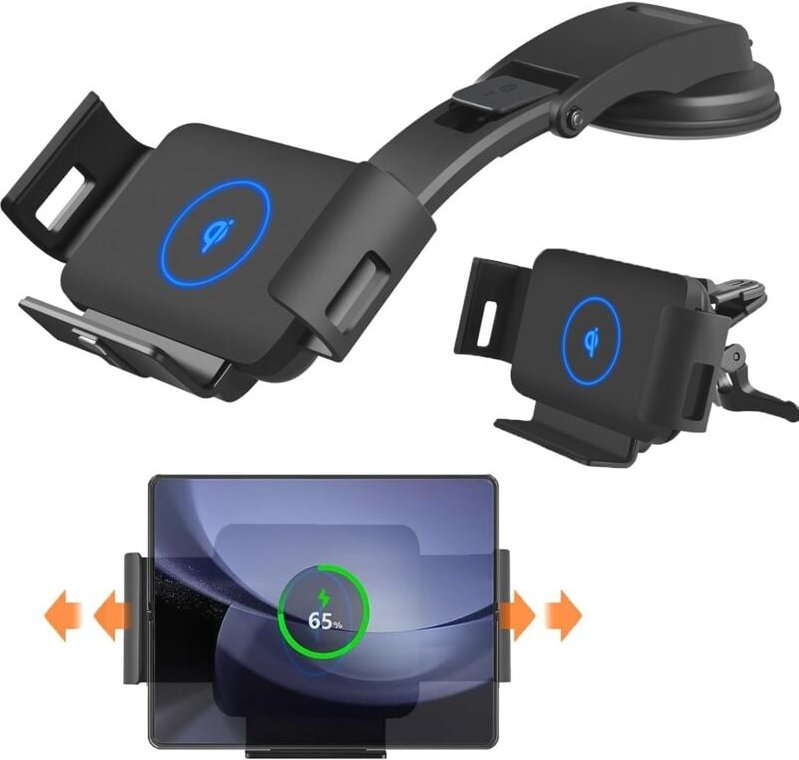 Ccykxa - Induktions-Autoladegerät für Samsung z Fold 5, kabelloses Ladegerät kompatibel mit Samsung Galaxy S24/S23/Plus/...