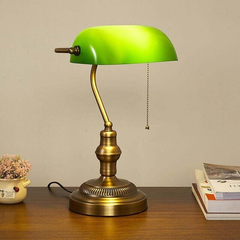 Banker-Schreibtischlampe aus Glas, traditioneller europäischer Stil, Fuß in Bronzeoptik, Vintage-Tischleuchte für Büro, ...