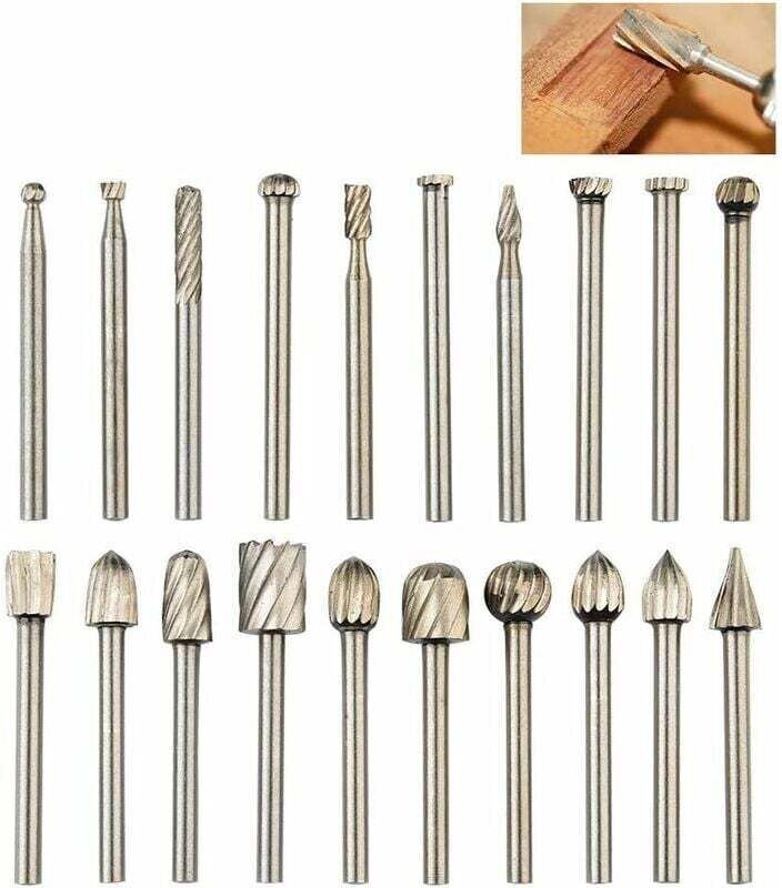 20-teiliges Rotationsfräser-Set, Hartmetall-Fräseinsätze, 3 mm Schaft, Dremel-Fräser für Heimwerkerarbeiten in der Holzb...