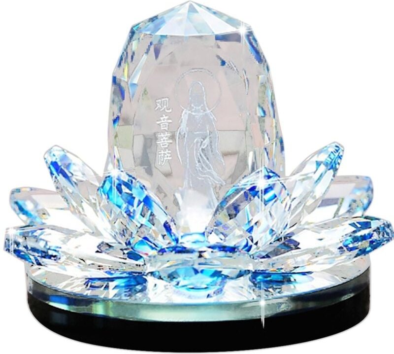 Tlily - K9 Künstlicher Kristall 'Guanyin Lotus' Parfümhalter Parfümsitz Auto Innendekoration Lufterfrischer Autoduft a