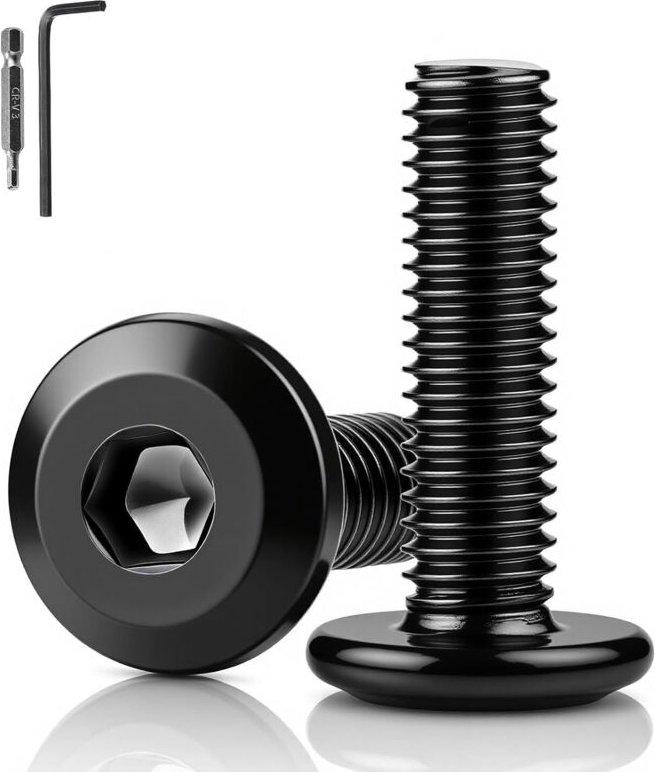 20 Stück M8 Flachkopfschrauben, schwarz, M8x20 mm, Edelstahl A2 V2A, Sechskantschrauben, schwarz, geeignet für maschinel...