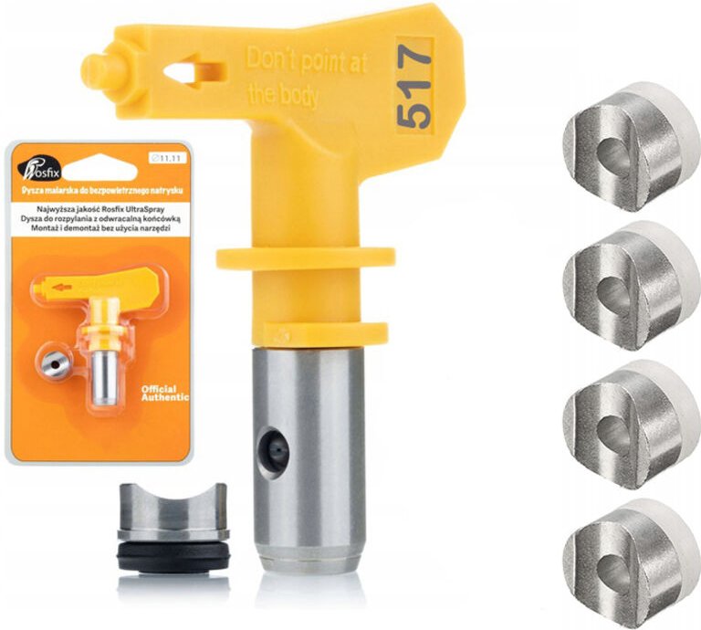 Rosfix Ultra Spray 517 + 4x Düsenschutzdichtung - Sprühdüse Für Acryllacke, Latexfarben 25cm Sprühbreite Kompatibel mit ...