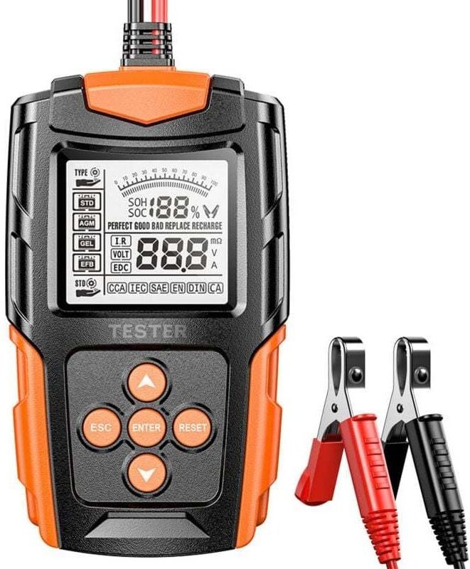 Testeur de batterie automobile, testeur de batterie 12V/24V avec écran LCD, adapté aux outils de diagnostic pour voiture...