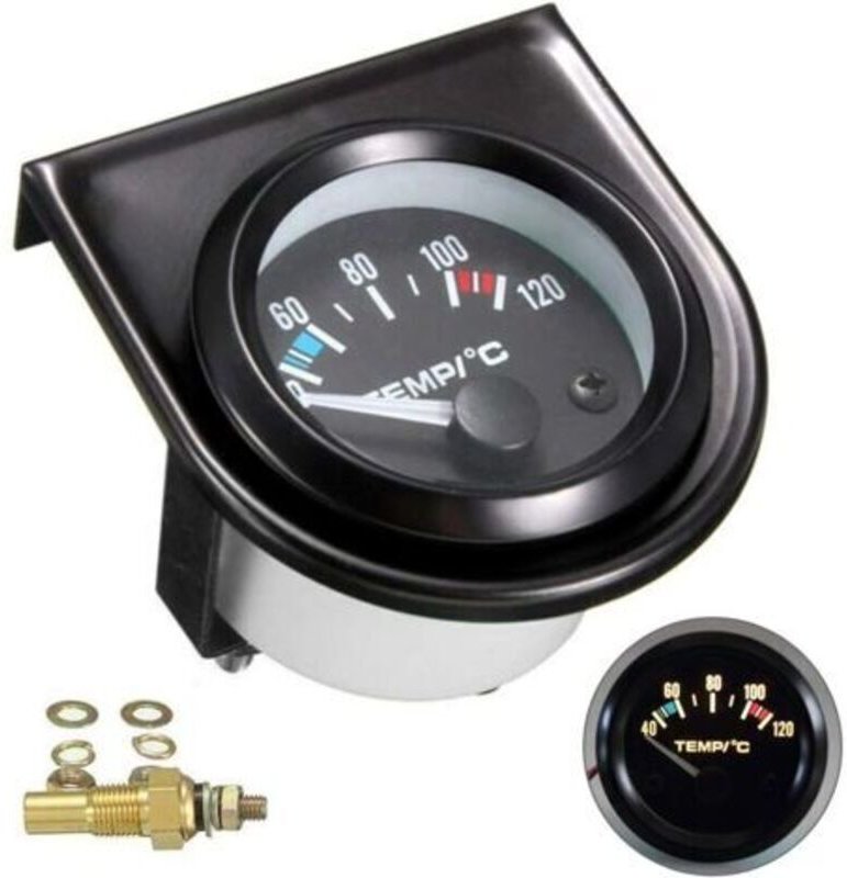 Kfz-Wassertemperaturanzeige-Set, schwarze LED, universelle Kfz-Wassertemperaturanzeige, Skala 101,6-120° (Durchmesser 52...
