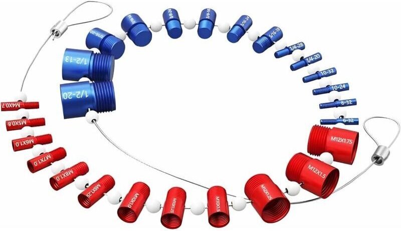 Gewindeprüfer für Muttern und Schrauben, Gewindeprüfgerät, Messlehre, 26 Innen- und Außengewindelehren für Muttern, Schr...