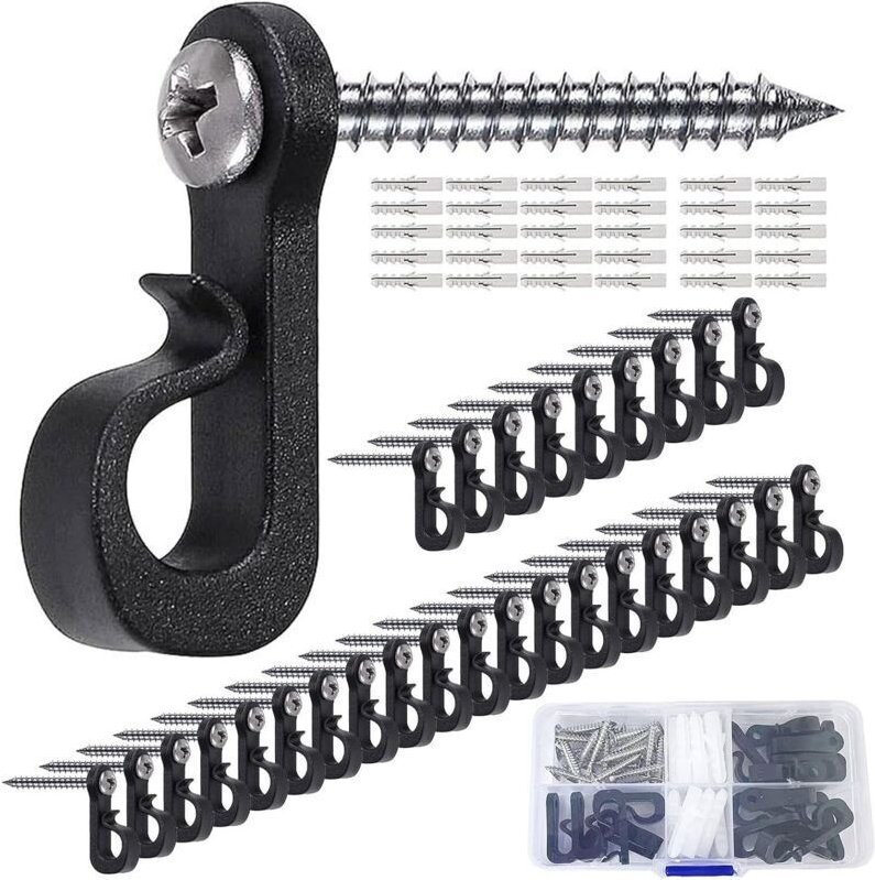 30 Stück Schraubhaken für Decke und Wand, Schraubhaken, Aufhängehaken zum Aufhängen von LED-Streifen, Kabeln und Lichter...