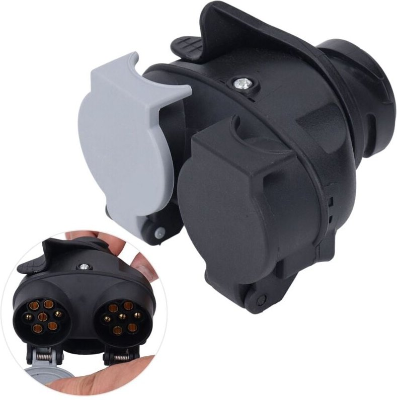 EBTOOLS 13-Pin auf Dual 7-Pin Anhängeradapter ABS Metall 12V 12N 12S Konvertierungsstecker für Wohnwagen, Anhänger, Kühl...