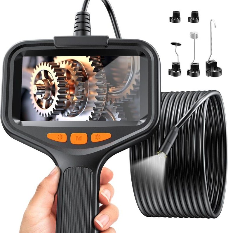 4,3-Zoll-Endoskopkamera, 1080p-HD-Rohrinspektionskamera mit 8 einstellbaren LEDs, IP67 wasserdichte Industrie-Endoskopka...
