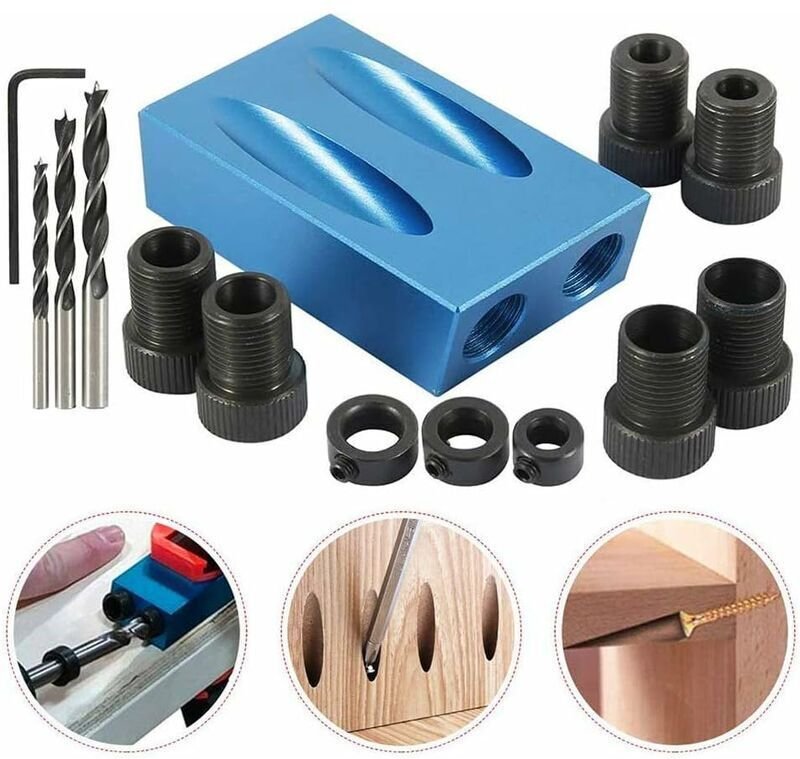 14-teiliges Taschenloch-Bohrschablonen-Set – 15°-Stanzwinkel-Holzbearbeitungswerkzeug, Schraubenloch-Bohrschablonen-Posi...