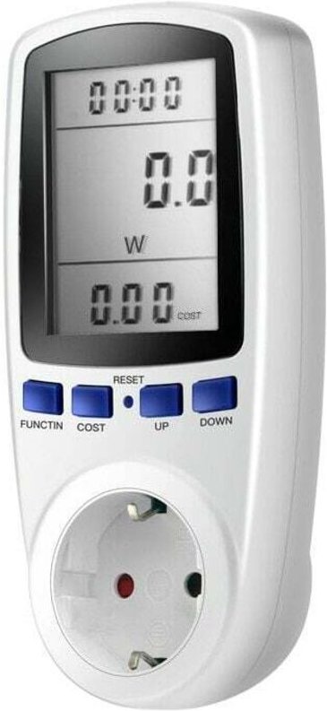 Steckdose mit Energiezähler, LCD-Anzeige, 16 A, 230 V, 50 Hz, Stromverbrauch, Stromstärke, Spannung, maximale Leistung 3...