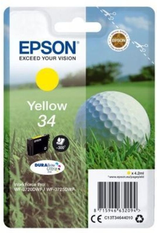 Epson Golf ball Singlepack Yellow 34 DURABrite Ultra Ink