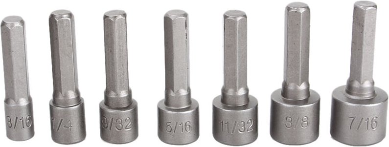 14-teiliges Elektroschrauber-Set, Sechskantschaft-Steckschlüsseladapter mit 14 Vollsteckschlüsseln für Druckluftschraube...