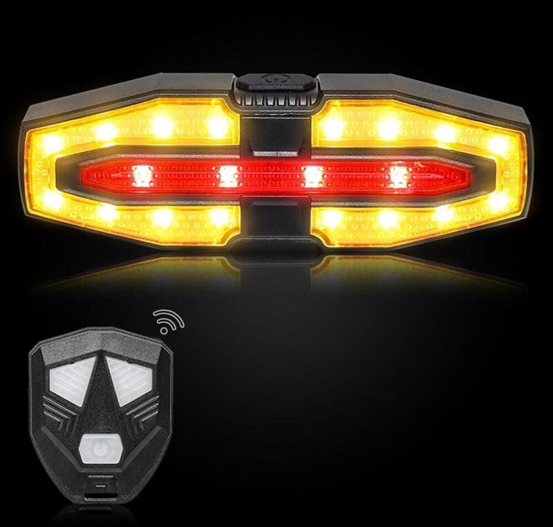 Fahrradrücklicht mit Blinker, über USB wiederaufladbar, kabellose Fernbedienung, Fahrradblinker, Rücklichter, 5 Modi, wa...