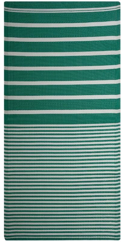 Outdoor Teppich Grün Weiß Polypropylen 90 x 180 cm Gestreift Jacquardgewebt Rechteckig