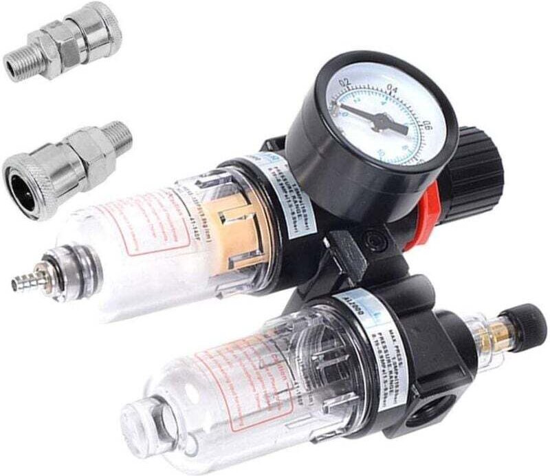 1/4 Zoll Druckluft Filter Regler Kombination mit Manometer Wassersabscheider Ölnebel Filter für Airbrush Spritzpistole P...