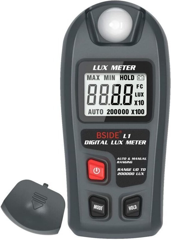 BSIDE Digitales Lichtmessgerät, Lux-Lichttester, 0–200.000 Lux, tragbares Umwelt-Luminometer/Photometer für Garten, Klas...