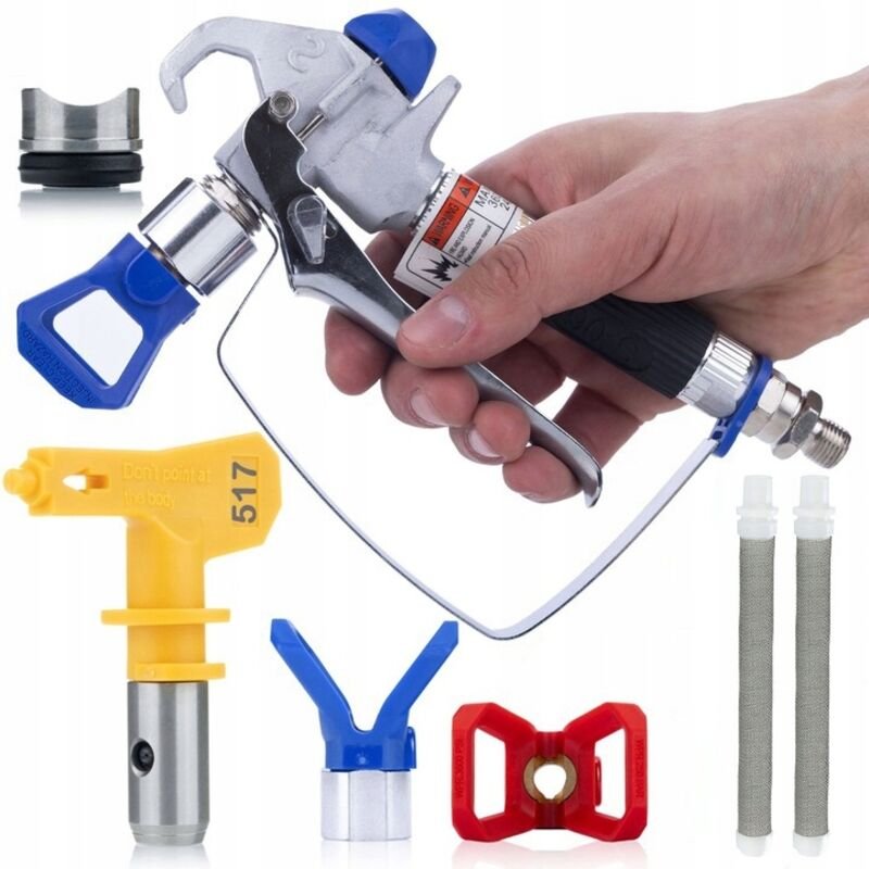 Rosfix Set PM-RUS01 UltraSpray – Farbspritzpistole mit Düse 517 & 2x Filter 248 bar, 1/4" Anschluss Für Graco, Wagner, T...