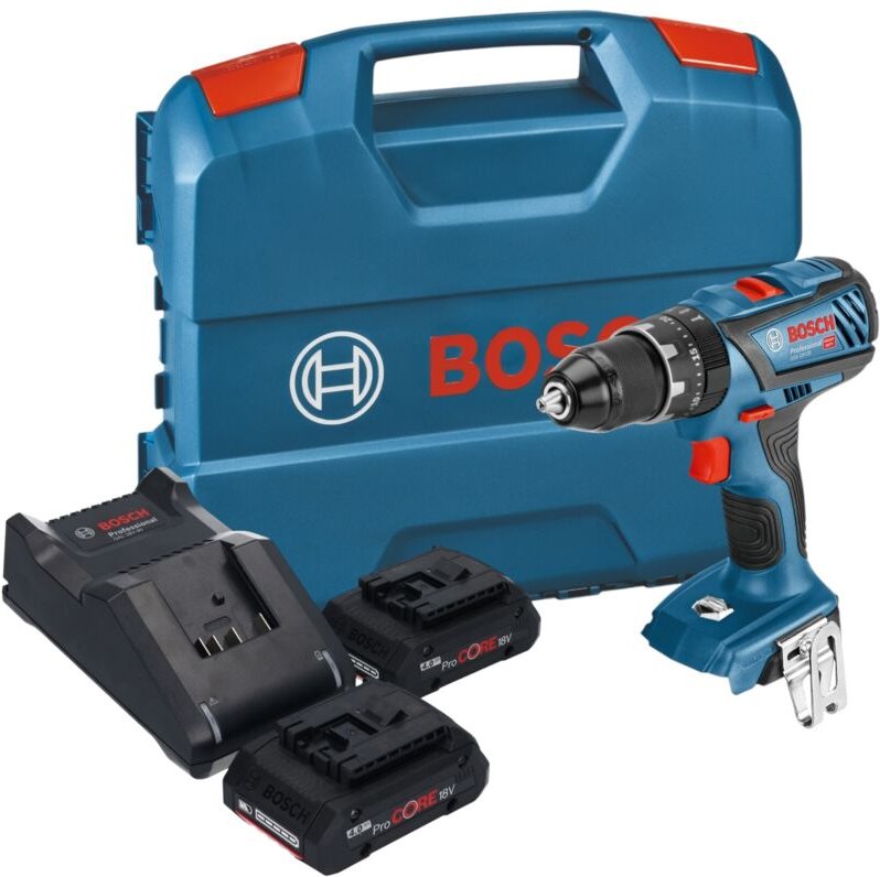 Bosch GSB 18V-28 Professional Akku Schlagbohrschrauber 18 V 63 Nm + 2x ProCore Akku 4,0 Ah + Ladegerät + L-Case