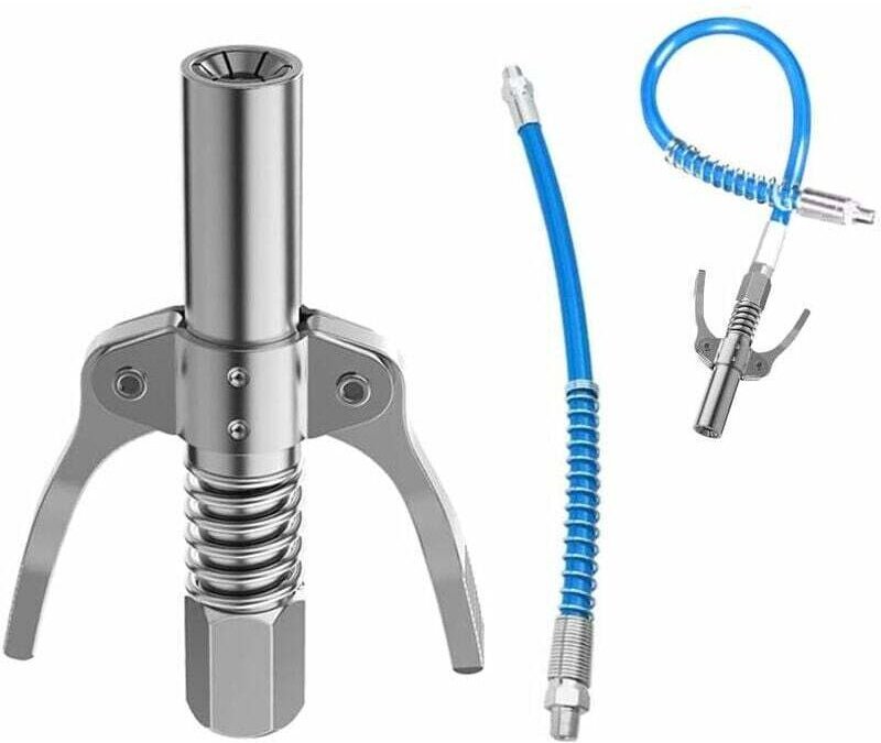 2x Fettpumpenkupplung mit flexiblem Schlauch, kompatibel mit allen 1/8"-Fettpressendüsen, Fettpumpenkupplung, Fettpresse...