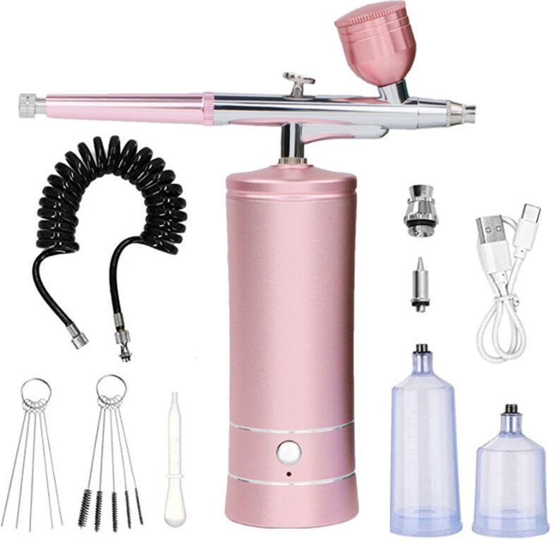 Airbrush-Set mit Kompressor, automatischer Hand-Airbrush-Pistole mit 0,3-mm-Düse, wiederaufladbar, tragbare Airbrush-Pin...