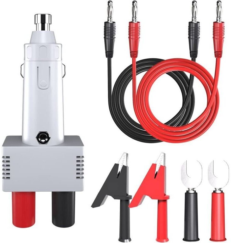 Zigarettenanzünderstecker auf zwei 4-mm-Bananenstecker (weiblich), 12 V, 10 A Kfz-Ladeadapter mit Stromkabeln. Krokodilk...