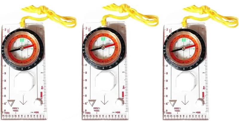 Leichter Multifunktionskompass für den Outdoor-Einsatz beim Wandern, Campen und zur Navigation im Gelände.