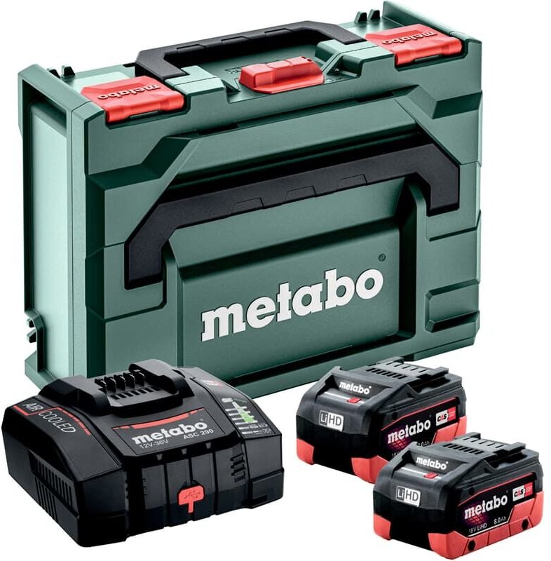 Metabo - 18V Basic Set 2 x LiHD 8.0 Ah & Ladegerät asc 290 & x 145 11,2L