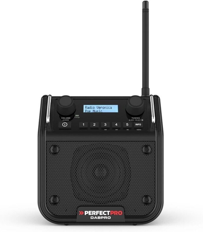 Baustellenradio dabpro mit Netzbetrieb oder 4x c Akku-Batterien - Perfectpro