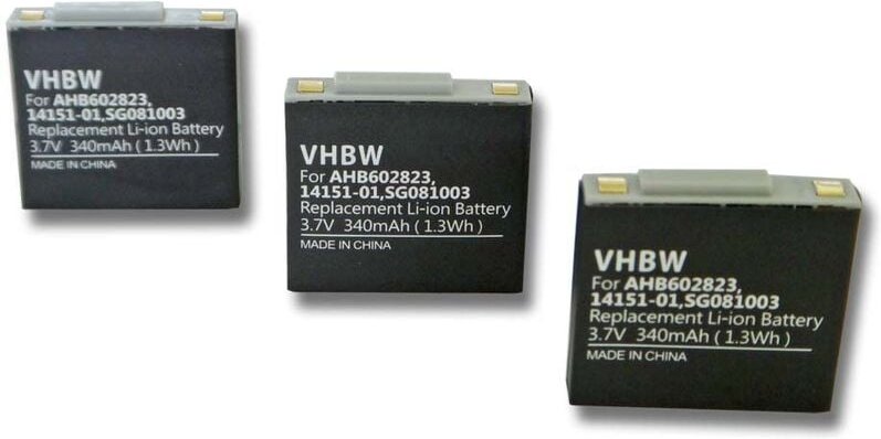 vhbw 3x Akku Ersatz für GN Netcom 2901-249, 14151-02, 14151-01 für Wireless Headset Kopfhörer (340 mAh, 3,7 V, Li-Polyme...