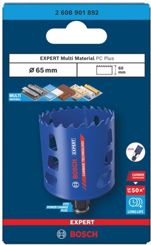 Bosch EXPERT Lochsäge Multi Material Power Change Plus, 65 x 60 mm