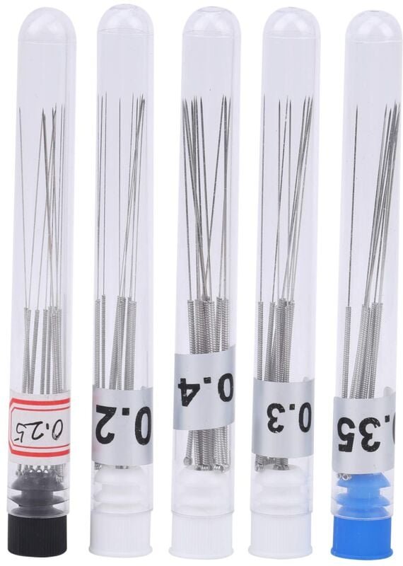 Ej.Life 50 Stück 3D Drucker Düsenreinigungsnadeln Silber Edelstahl 0,2/0,25/0,3/0,35/0,4 mm Düsenreiniger für alle 0,4 m...