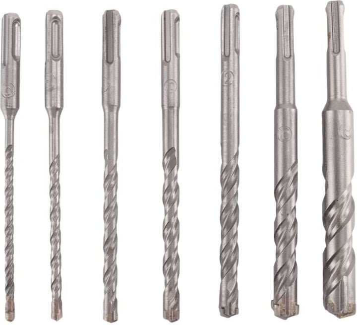 7-teiliges SDS-Plus-Hammerbohrer-Set (4-schneidig) für Beton, Ziegel, Blöcke, Stein, Mauerwerk und