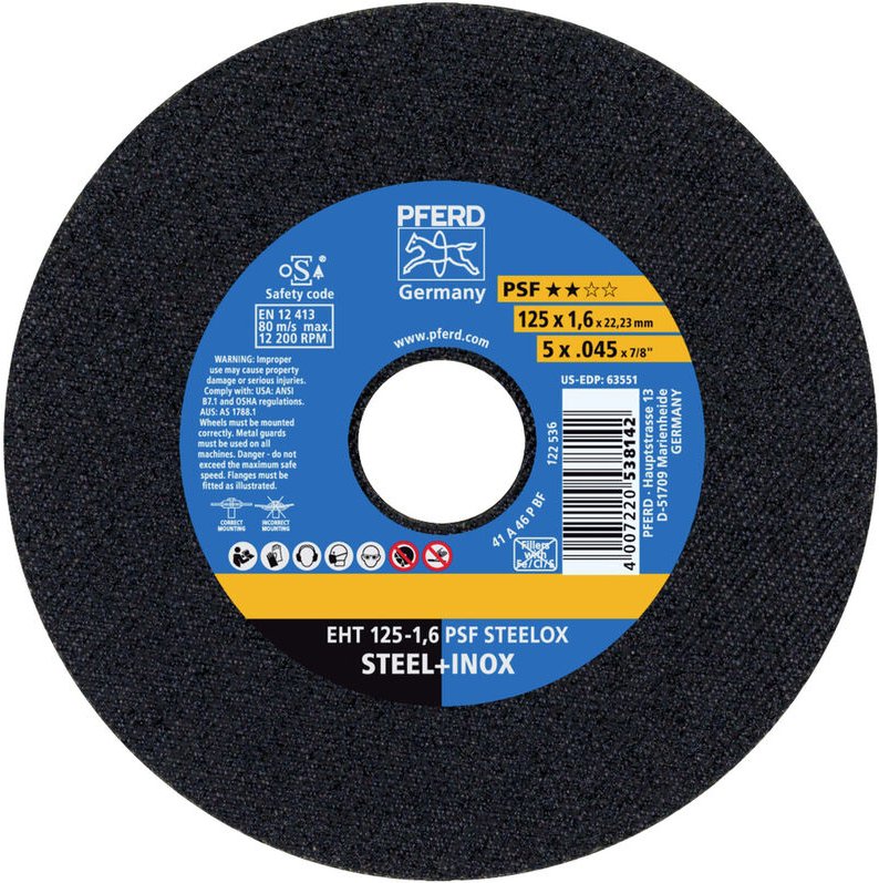 PFERD TOOLS EHT 125-1,6 PSF STEELOX (10) 69198296 Trennscheibe gerade 125 mm 10 St. Edelstahl, Stahl