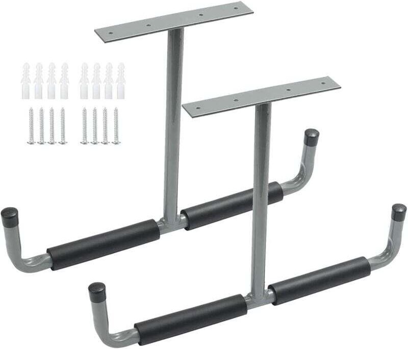 Garagenhaken, doppelter Wandhaken zur Fahrradaufbewahrung aus Stahl mit rutschfester EVA-Beschichtung, Universalhaken