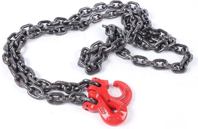 Hebekette mit Haken, 3 m / 8 mm Stränge, Kettengehänge Anschlagkette 1 Strang, zum Heben von Maschinen, Gebäuden, Bautec...
