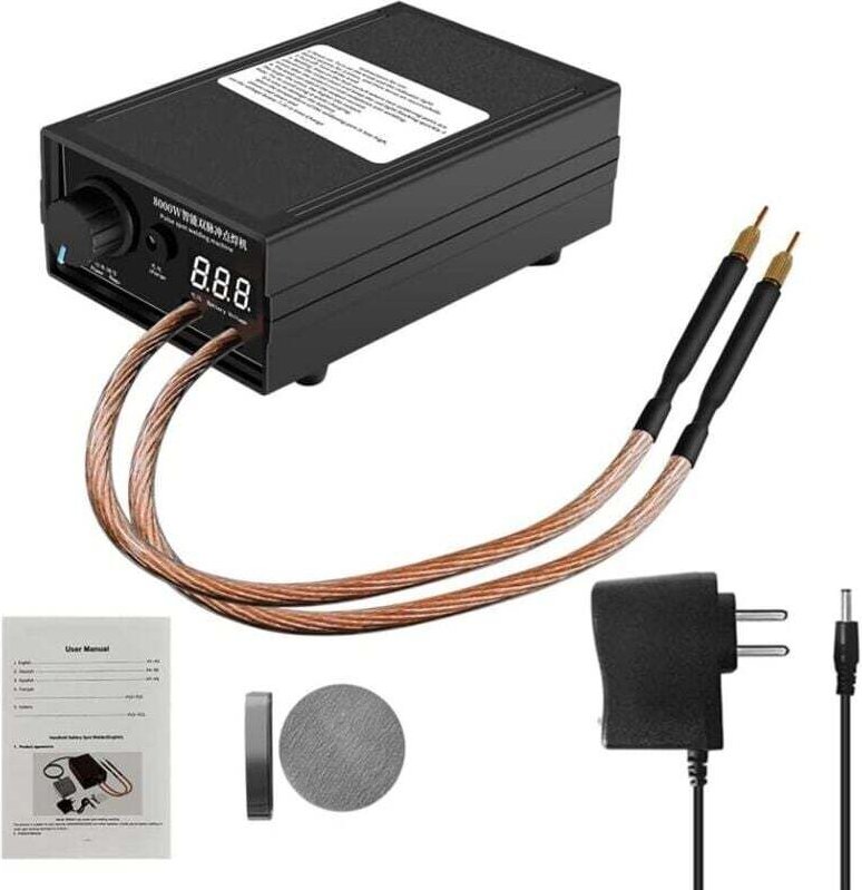 Tragbares 8000-W-Punktschweißgerät, einstellbar von 0 bis 1200 A, 9600-mAh-Lithium-Akku, zwei Schweißstifte für 18650-Ak...