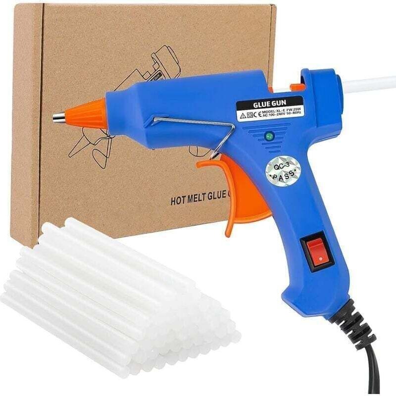 Pistolet à colle chaude ignifuge avec 30 bâtons de colle chaude, mini pistolet à colle chaude pour l'école, l'artisanat,...