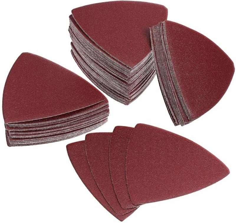 80 mm dreieckiges Schleifpad, 240er Körnung lochfreies Schleifpapier, Aluminiumoxid-Klett-Schleifblätter (50er-Packung)