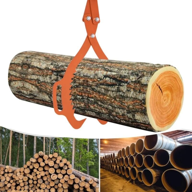 1000 kg Holzhaken, 0-76 cm Holzhebeklemmen, Hochleistungs-Holzgreifer, Holzrücken, Holzgreifer (30" Orange)