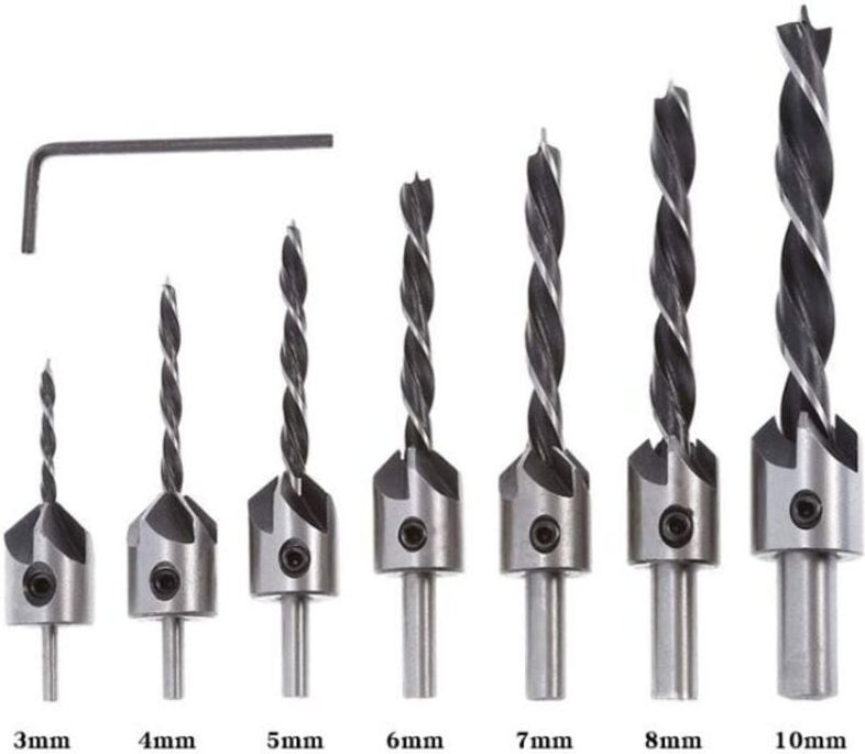 Briller - Dreipunkt-Senkbohrer für die Holzbearbeitung Reibahlenbohrer für die Holzbearbeitung Anfasvorrichtung Führungs...