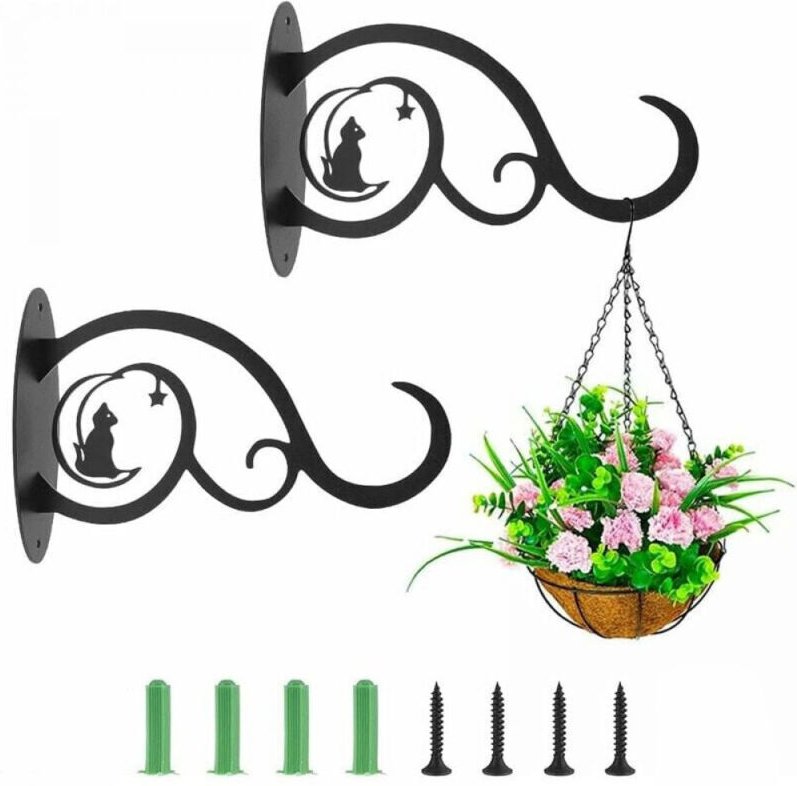 Vtizikl Support Plante Mural Balcon,(2pcs) Crochet de Suspension en Fer Forgé Panier Suspendu,Murale pour Plantes Décor ...