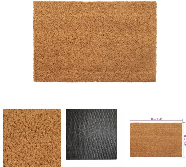 The Living Store Fußmatte Natur 50x80 cm Kokosfaser Getuftet - Fußmatten