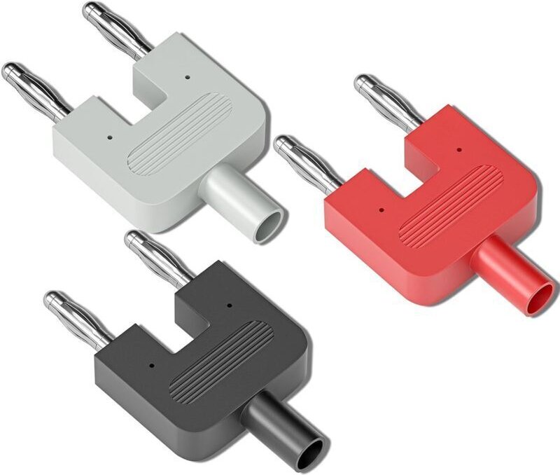 4-mm-Bananenstecker-Kurzschlussadapter, 4-mm-Buchse auf zwei 4-mm-Stecker, Konverter, 3 Stück für elektrische Prüfverbin...