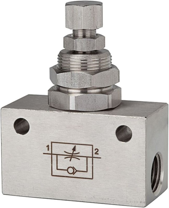 Drosselrückschlagventil, in Blockform, Edelstahl 1.4404, g 1/8 - Riegler