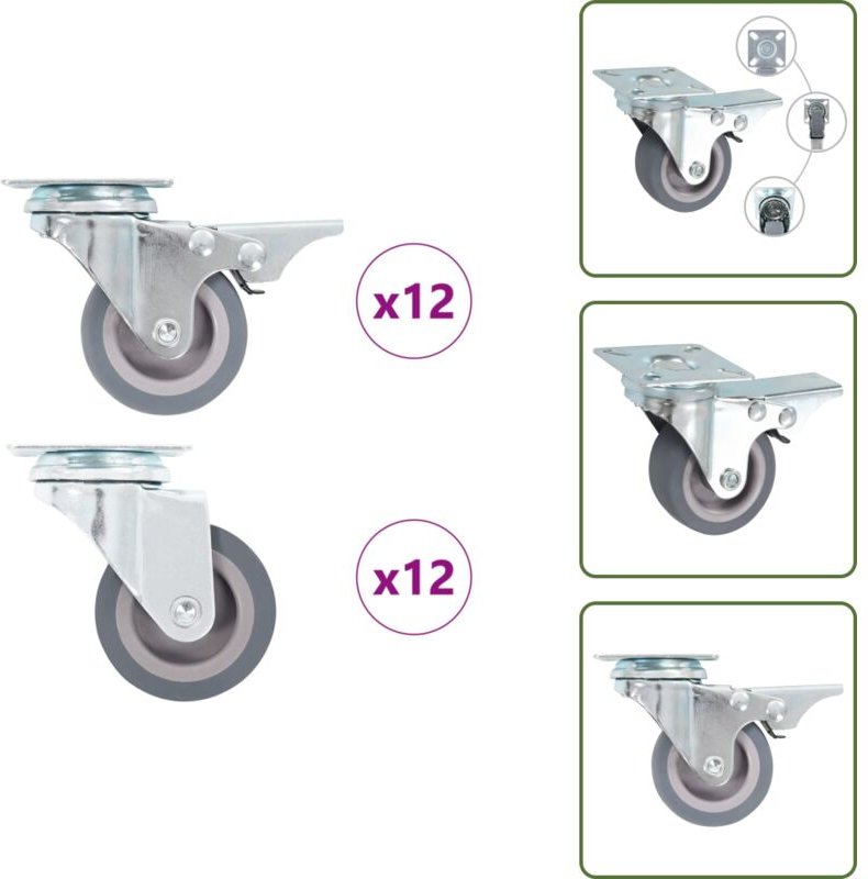24 Stk. Lenkrollen 50 mm - Lenkrolle - Lenkrollen - Schwenkrolle - Schwenkrollen